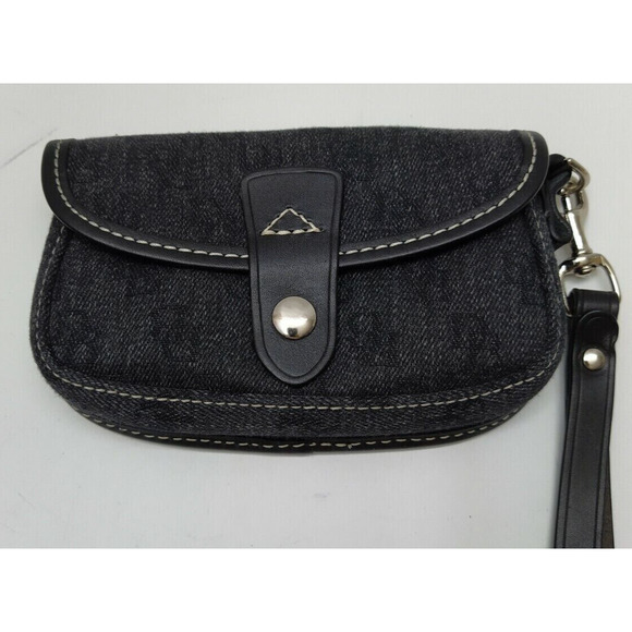 Dooney & Bourke Black Canvas DB Printed Pockets Zipper Satchel Bag w/ Wallet - Picture 13 of 14